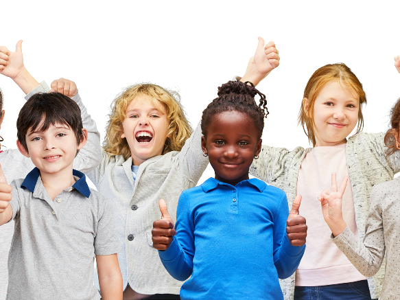 Kids mit Daumenhoch-Geste