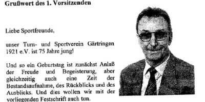 Auszug aus der Festschrift zum 75. Vereinsjubiläum