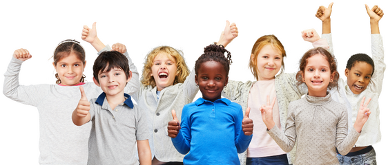 Kids mit Daumenhoch-Geste